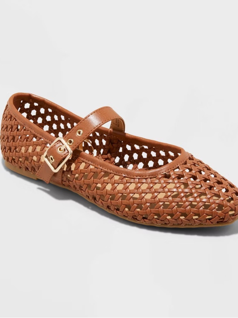 Universal Thread Women's Woven Mary Jane Ballet Flats Memory Foam Cognac